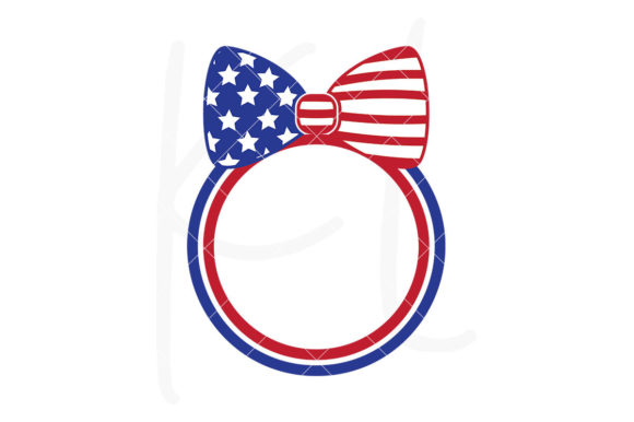 American Flag Bow Monogram Frame Graphics for Crafts