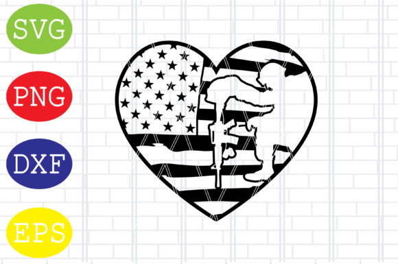 American Flag Heart Cut Files for Graphics and Crafts