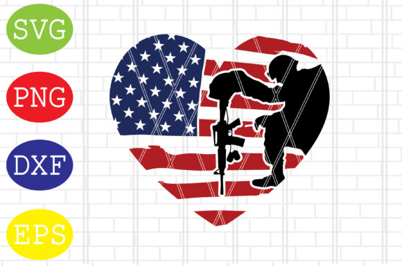 American Flag Heart with Soldier Svg: Graphics & Crafts