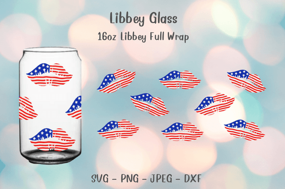American Flag Lips Can Glass Wrap 16oz: Graphics and Crafts for Digital Publishing