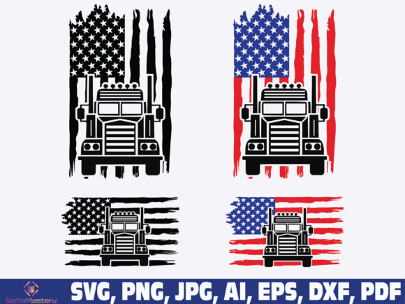 American Flag Trucker Graphics & Crafts