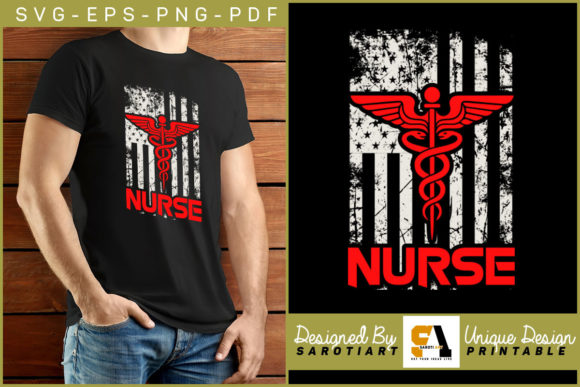 American Nurse Flag Vector Design Shirt: Graphics and Crafts