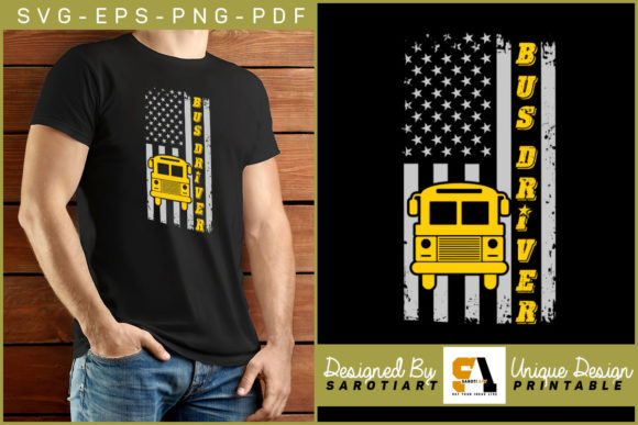 Bus Driver with American Flag Design Graphics