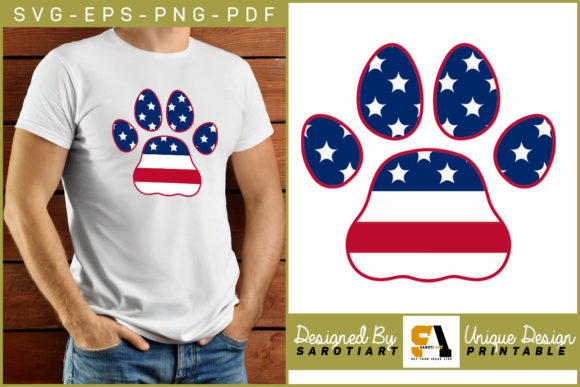 Dog Paw USA Flag Graphic Design