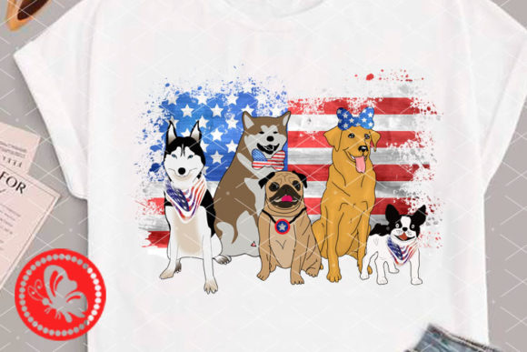 Dogs Independence Day USA Flag Patriotic Graphics