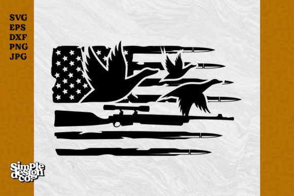 Duck Hunting USA Flag Rifle Graphics and Crafts