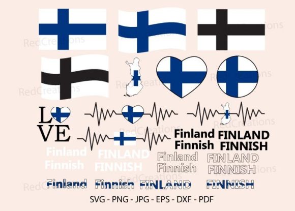 Finland Flag Bundle SVG, Graphics & Crafts