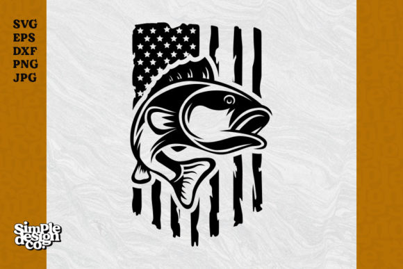 Fishing Distressed American USA Flag Graphics and Crafts