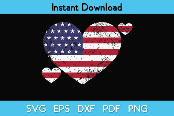 Heart US Flag Patriotic Graphics and Crafts