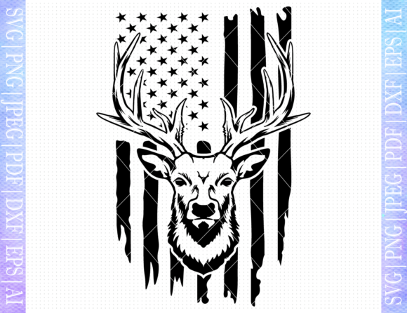 Hunting Deer Flag Svg for Crafts and Graphics