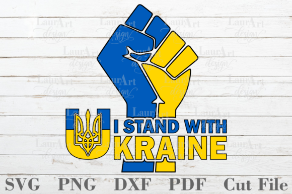 I Stand with Ukraine Ukrainian Flag Fist