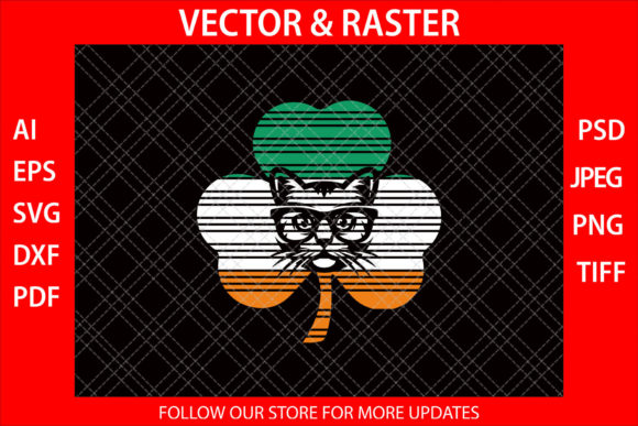 Irish Ireland Flag Cat Shamrock Graphics