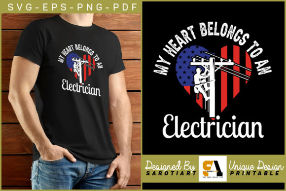 Lineman Design with USA Flag Them Shirt: Graphics and Crafts