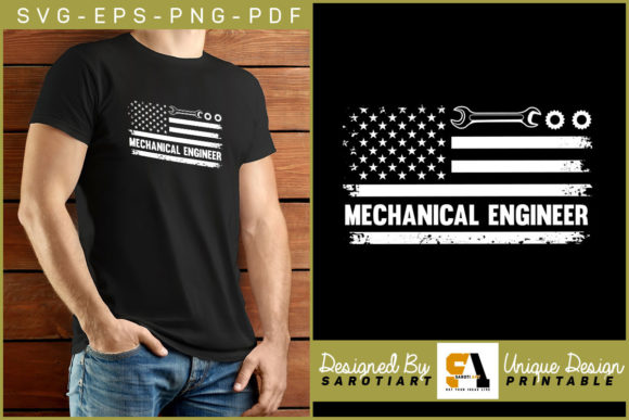 Mechanical Engineer with USA Flag Shirt Graphics and Crafts