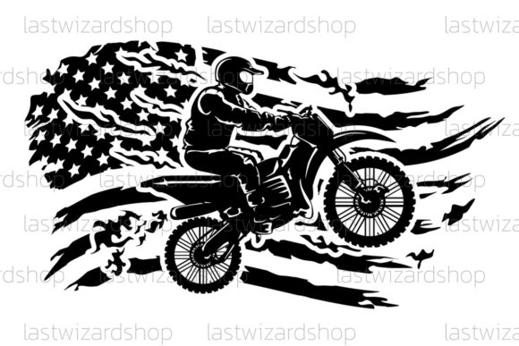 Motocross Distressed American Flag Svg Graphics