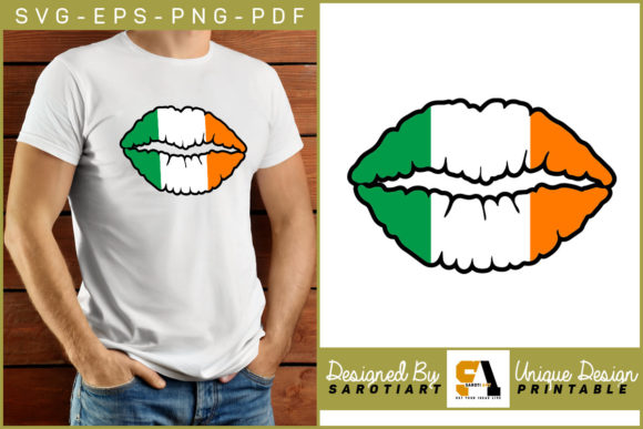 Patrick s Day Lip Design with Flag Color Graphics