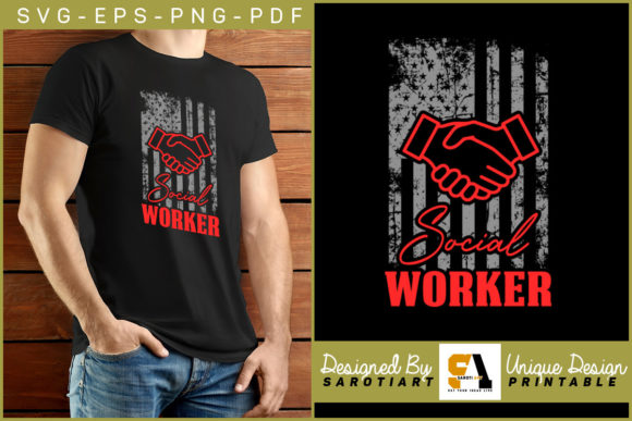 Social Worker with USA Flag Design Craft