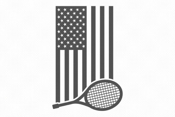 Tennis Racket with American Flag SVG