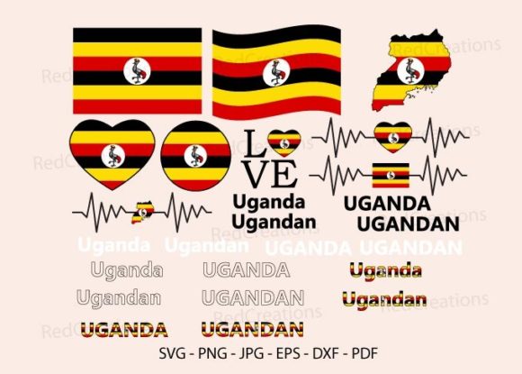 Uganda Flag Bundle Svg, Ugandan, Love