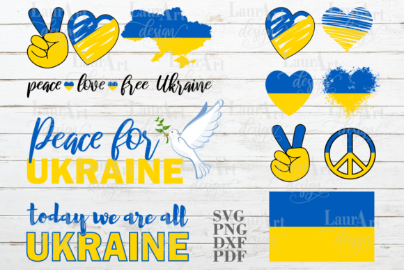 Ukraine Bundle Flag Map Love Peace Sign Graphics
