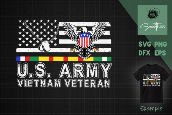 Us Army Vietnam Veteran Usa Flag Graphics & Crafts