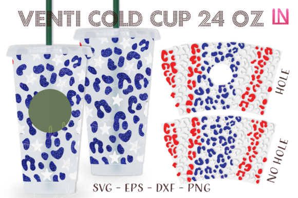 USA Flag Leopard 24Oz Venti Cup Wrap SVG: Graphics and Crafts