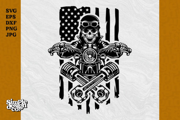 USA Flag Skull Biker