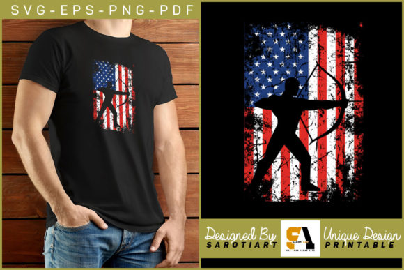 USA Flag with Archery Silhouette Design: Graphics & Crafts