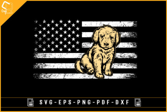 USA Flag with Golden Retriever Dog Shirt