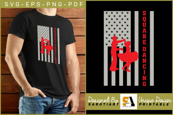 USA Flag with Square Dancing – Graphics & Crafts
