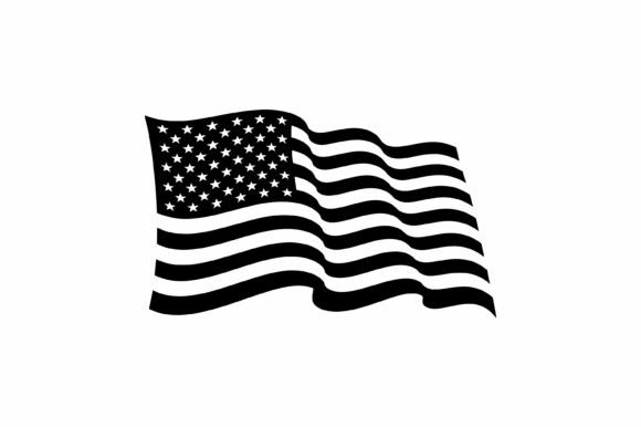 Waving American Flag Silhouette for Crafts and Graphics